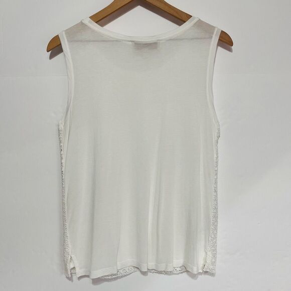 LOFT White Sleeveless Blouse With Crochet Overlay   Size M - Picture 2 of 4